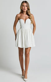 Strapless Bubble Hem Dress in White