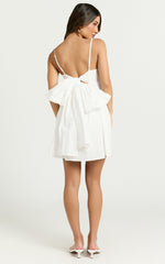 Back Bow Babydoll Dress in White
