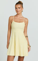 Panelled Knit Mini Dress in Butter Yellow