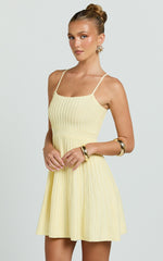 Panelled Knit Mini Dress in Butter Yellow