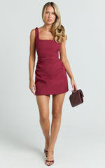 Square Neck Bodycon Dress in Burgundy