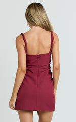 Square Neck Bodycon Dress in Burgundy