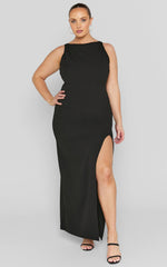 Boat Neck Bodycon Dress in Black - Urban Luxe Apparel