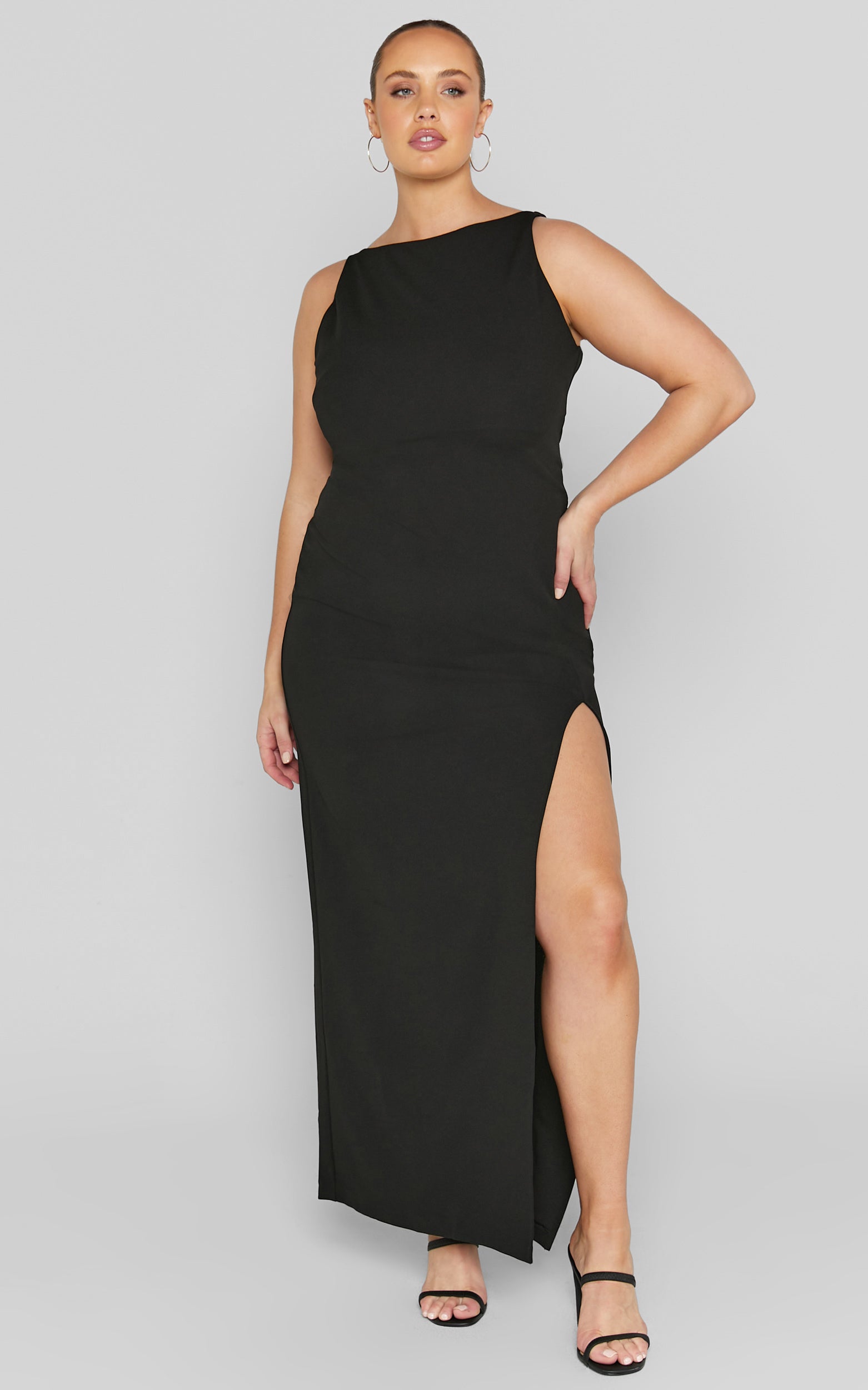 Boat Neck Bodycon Dress in Black - Urban Luxe Apparel