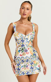 Square Neckline Dress in Positano Print
