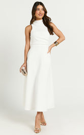 High Neck A Line Dress in Off White