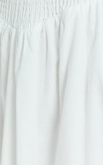 Sleeveless Shirred Dress in White