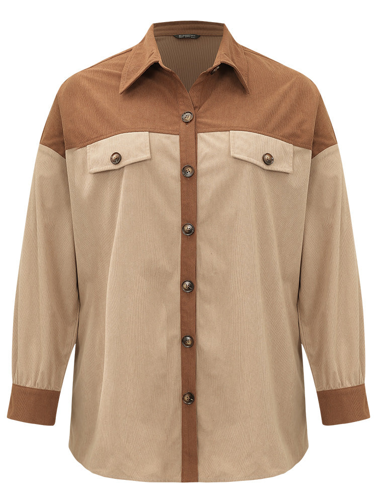 Two Tone Button Through Patchwork Coat