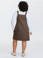 Corduroy Polka-Dot Pocketed Overall Dress