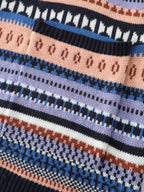 Multicolor Stripe Jacquard Pockets Knit Cardigan