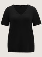 Cotton V Neck Plain Basic T-shirt