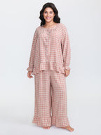 Gingham Ruffled Hem Loungewear Set