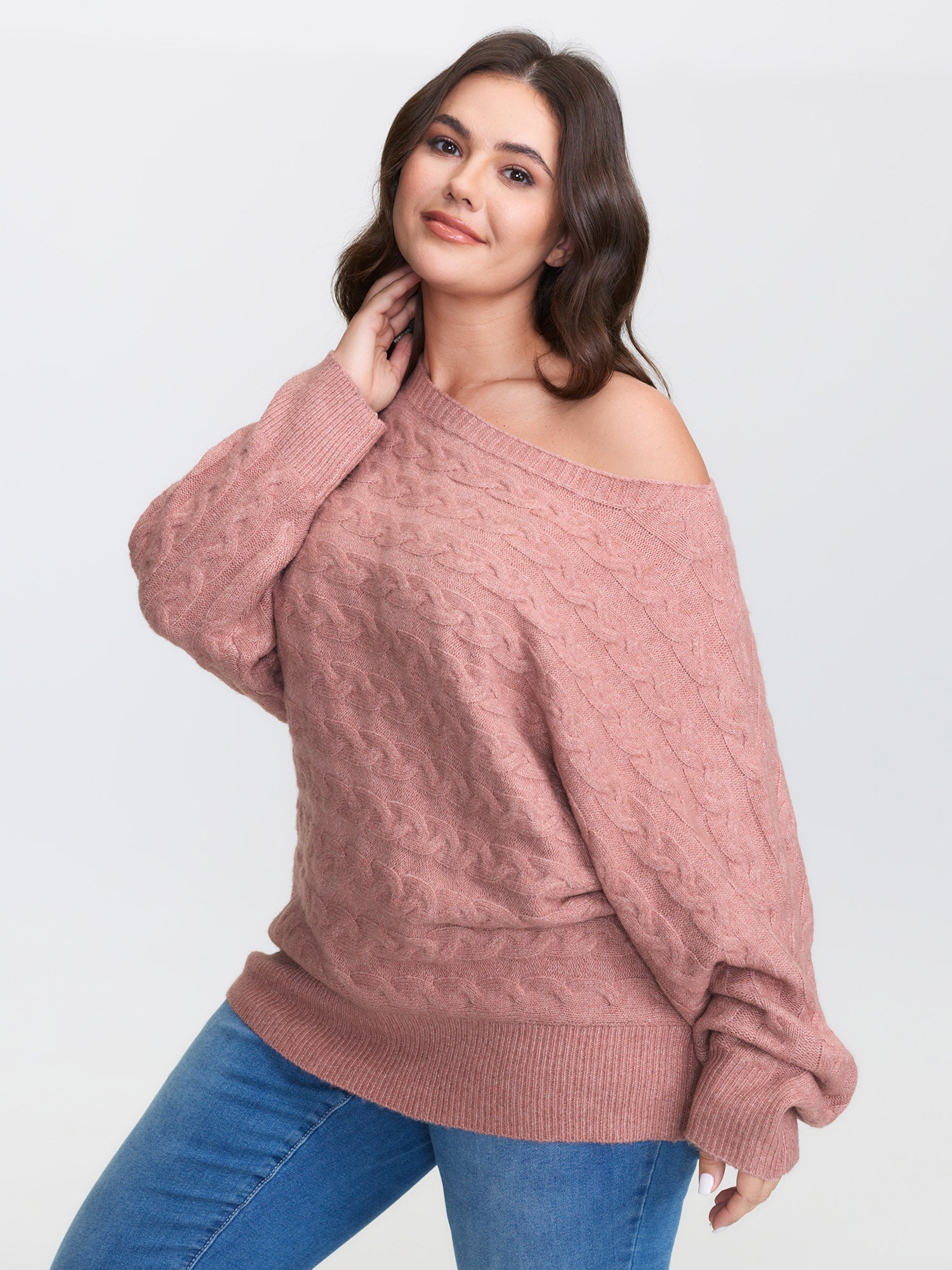 Braided Texture Dolman Sleeve Pullover