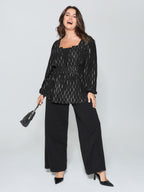 Shimmery Sequin Cinched-Waist Blouse