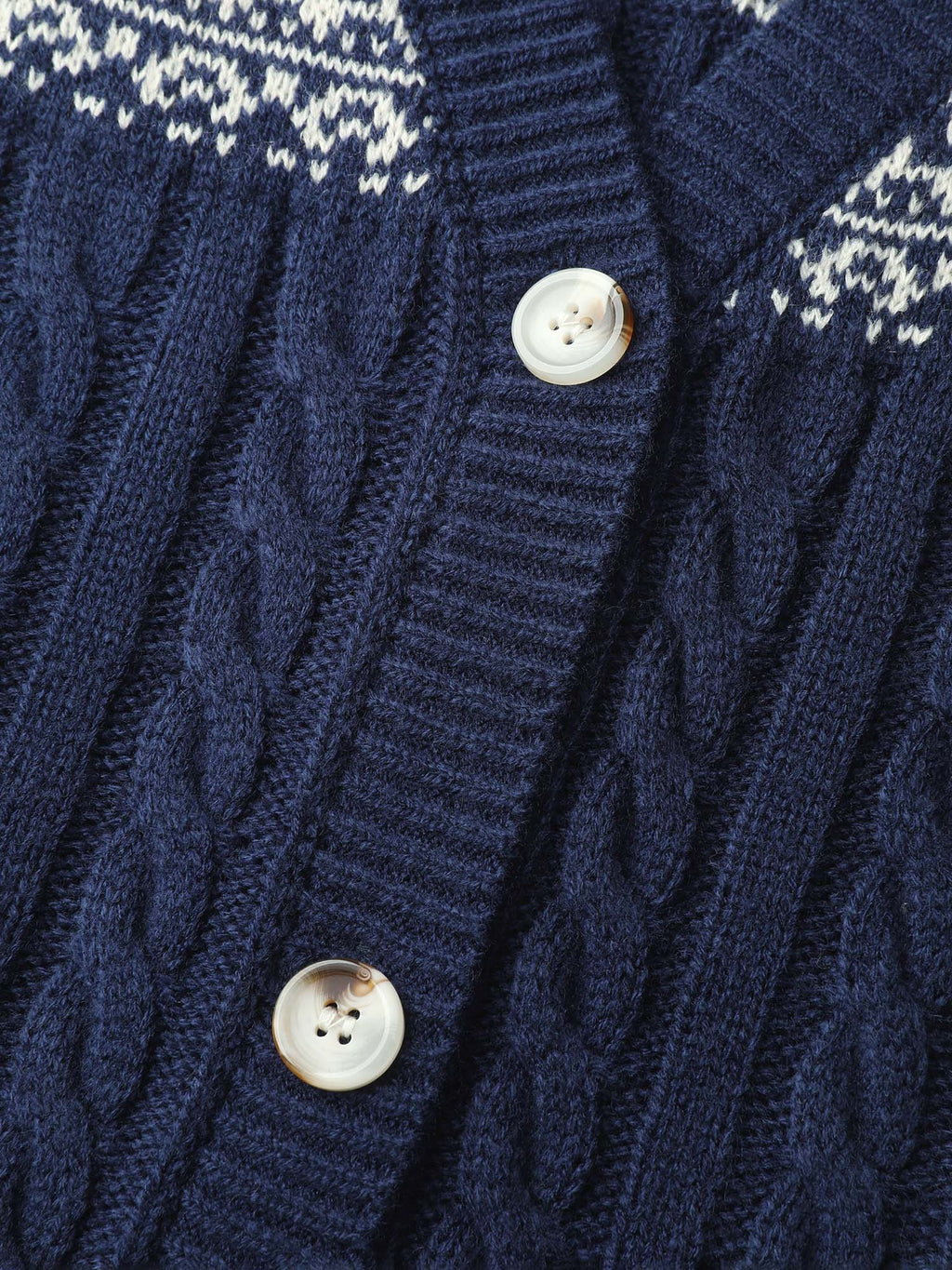 Cable Knit Floral Jacquard Pockets Knit Cardigan