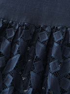 Floral Lace Cut-Out Shirred Midi Dress