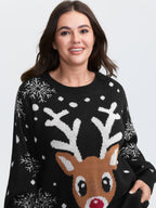 Deer Snowflake Pattern Jacquard Pullover