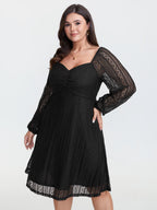 Sweetheart Neckline Sheer Lace Midi Dress