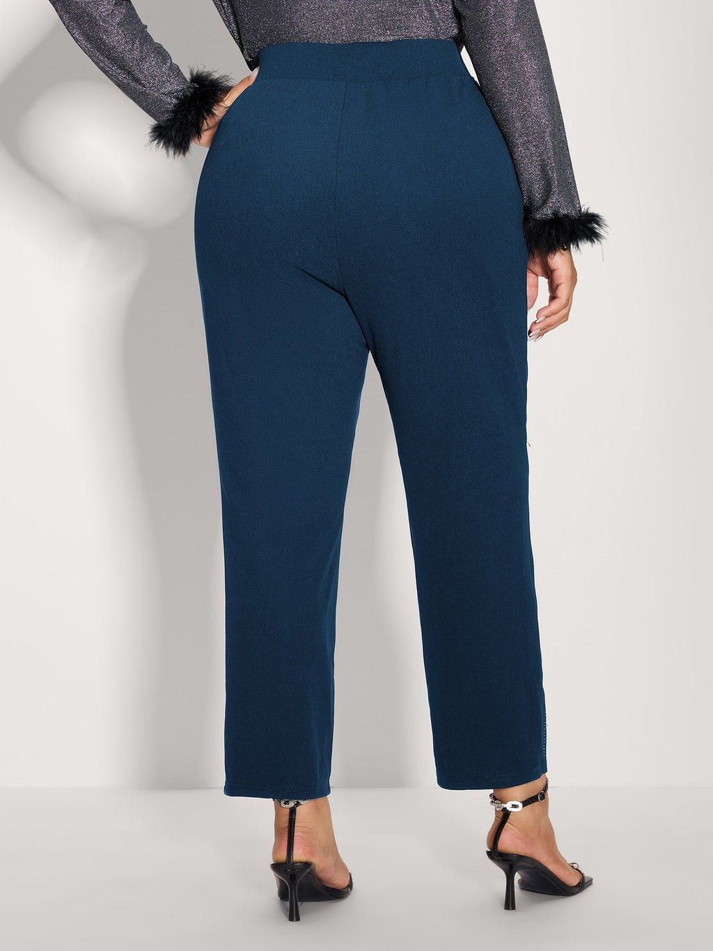 Stretchy Diamond Detail Hem Pants