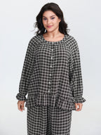 Gingham Ruffled Hem Loungewear Set