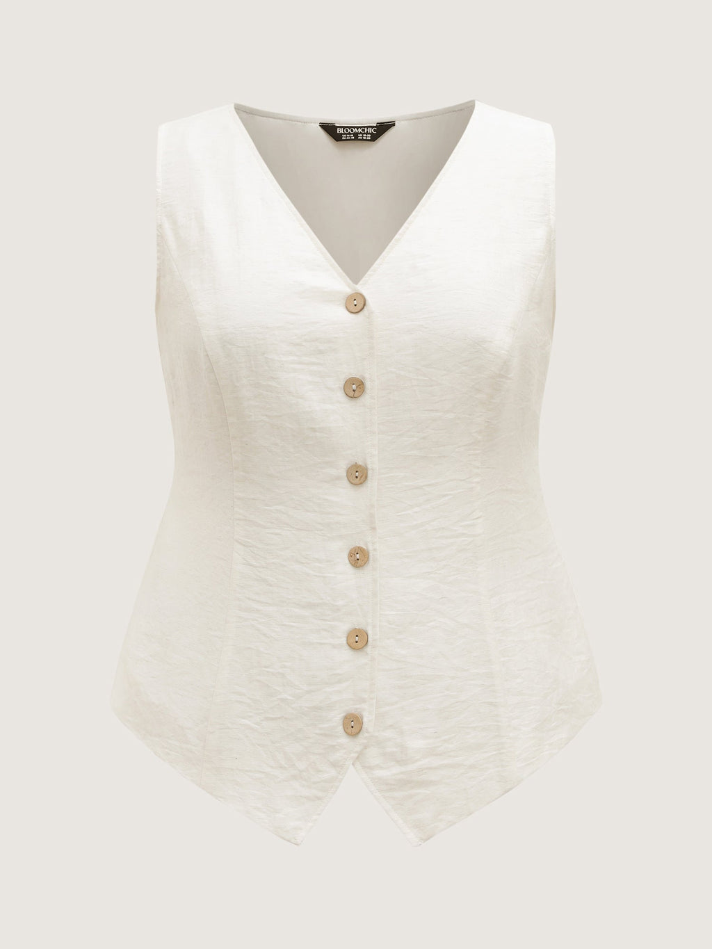 Linen Solid Button Vest