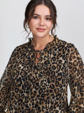 Leopard Print Ruffled Sleeve Blouse