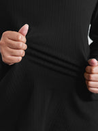 Super Stretchy Ribbed Asymmetrical Neck T-Shirt