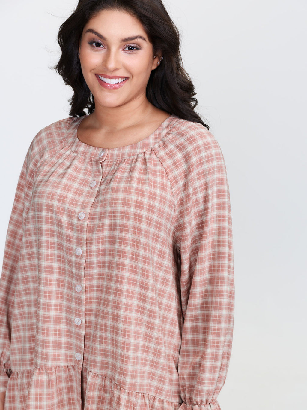 Gingham Ruffled Hem Loungewear Set
