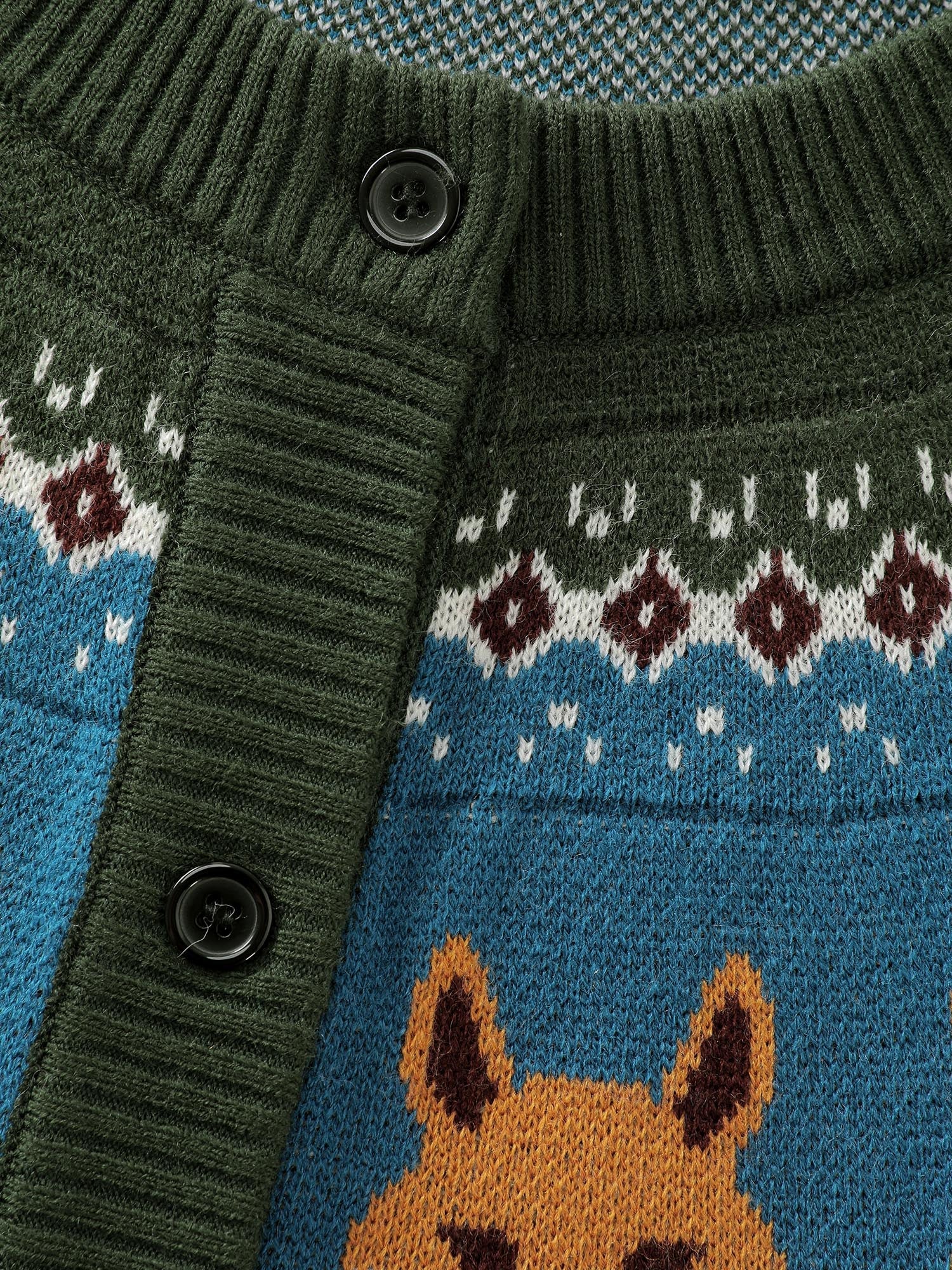 Fox Fair-Isle Jacquard Knit Cardigan