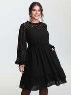 Sheer Lace Cut-Out Detail Midi Dress