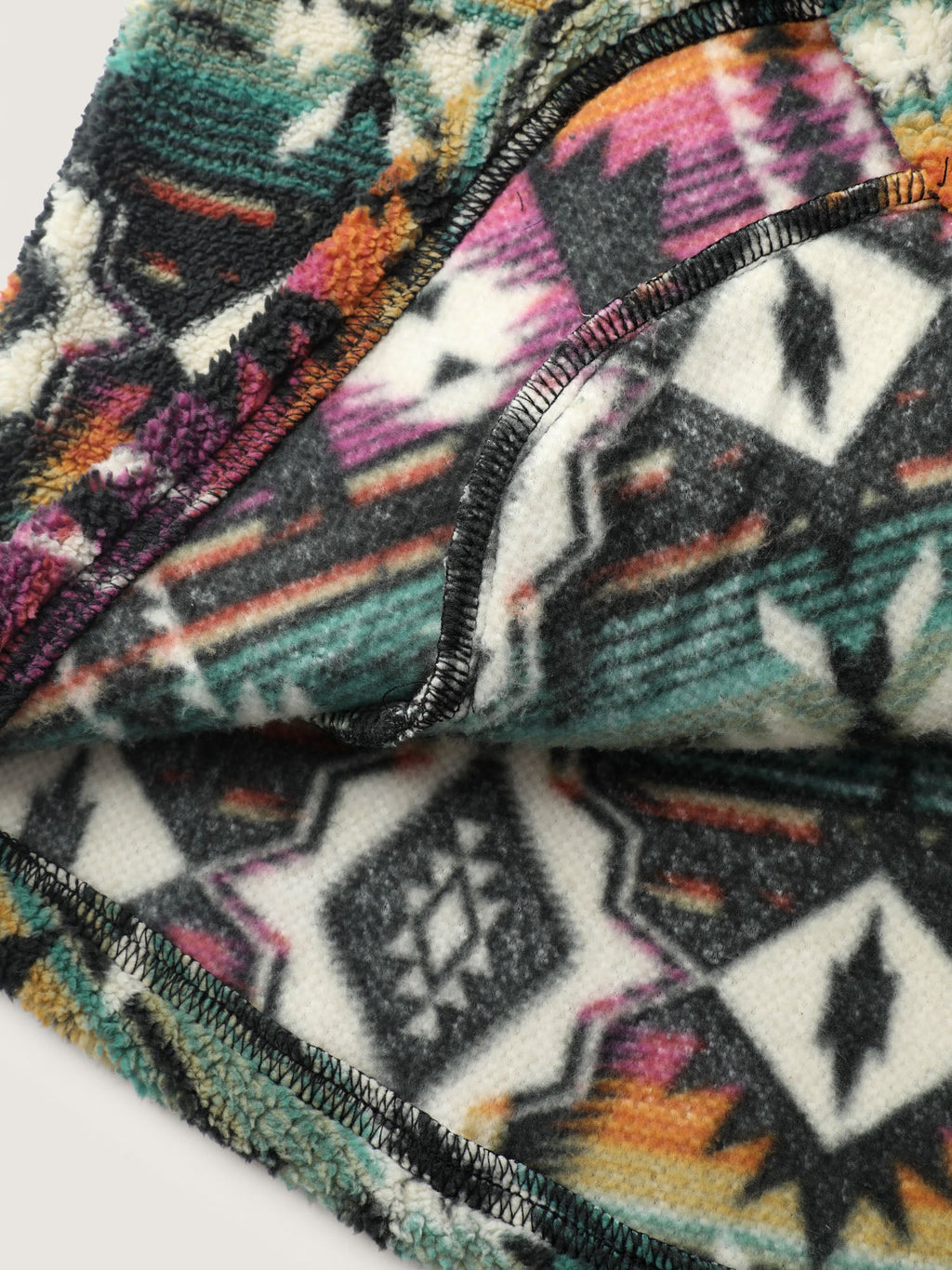 Geometric Velvet Button Pockets Coat