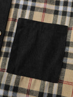 Corduroy Plaid Print Contrast Jacket