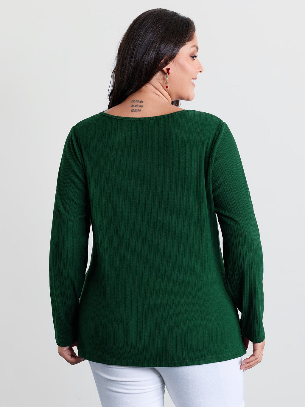 Super Stretchy Ribbed Asymmetrical Neck T-Shirt