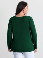 Super Stretchy Ribbed Asymmetrical Neck T-Shirt