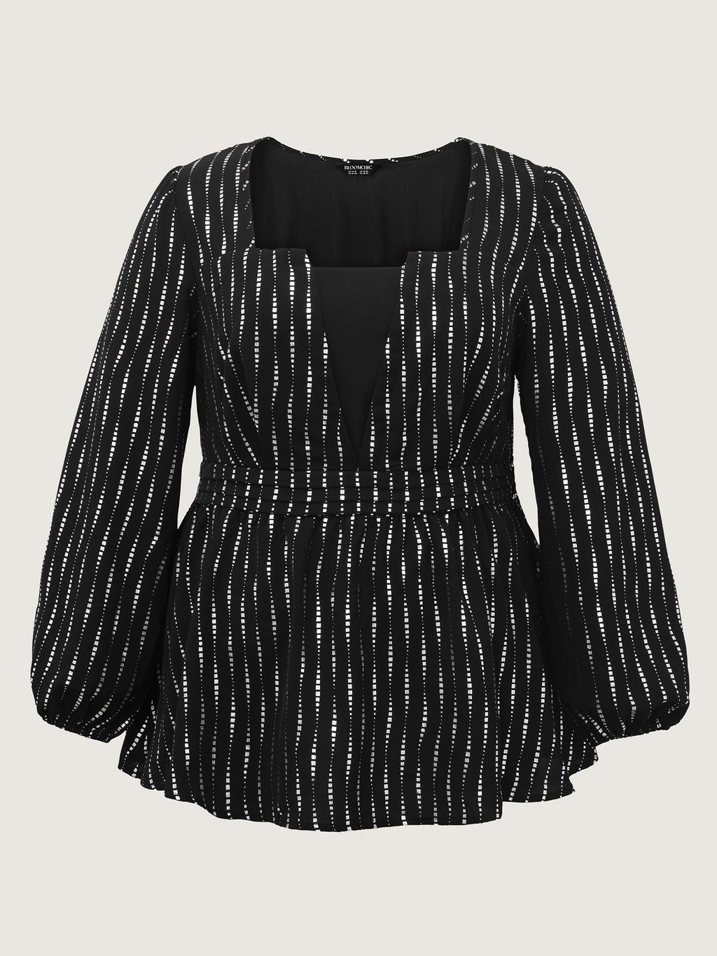 Shimmery Sequin Cinched-Waist Blouse