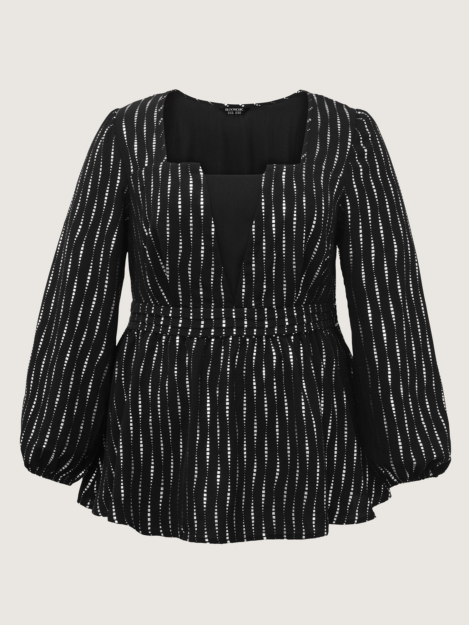 Shimmery Sequin Cinched-Waist Blouse