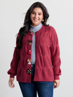 Supersoft 3D Button Cozy Holiday Knit Cardigan