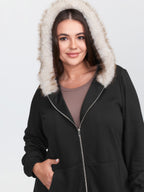 Fur Collar Stretchy Zipper Jacket