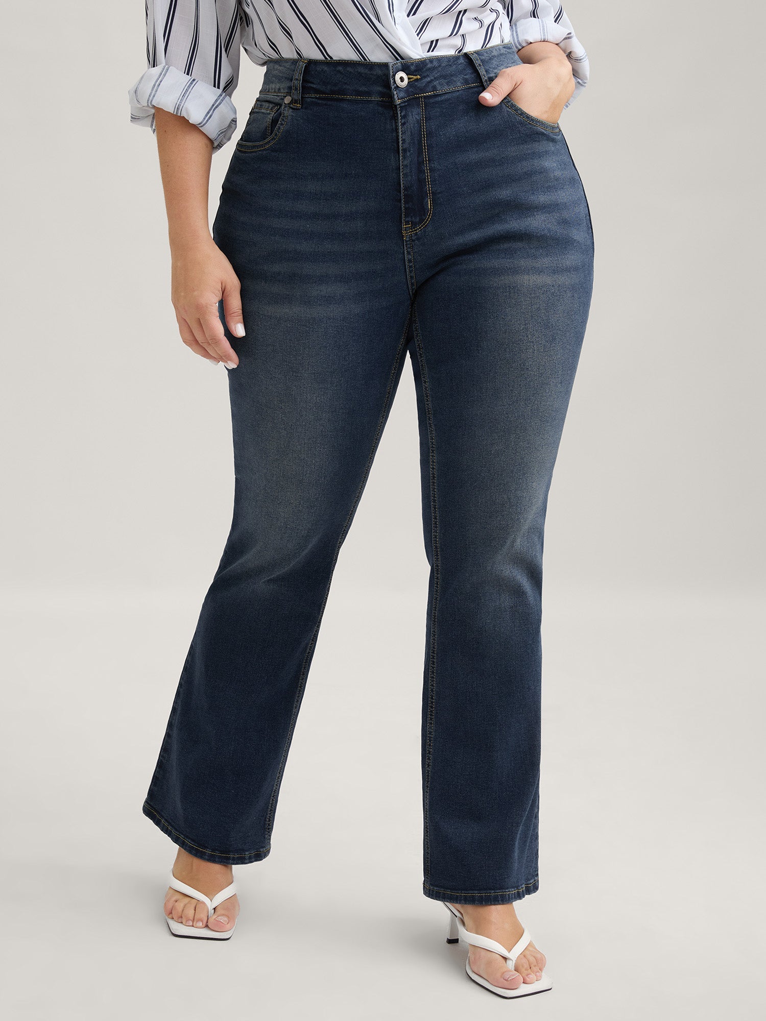 Bootcut Very Stretchy Mid Rise Medium Wash Sculpt Waist Jeans