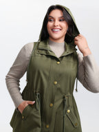 Channel-Drawstring Pockets Hooded Vest