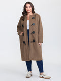 Hooded Relaxed-Fit Horn Button Long Coat