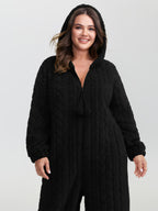 Fleece Half Zipper Hooded Sleep Jumpsuit