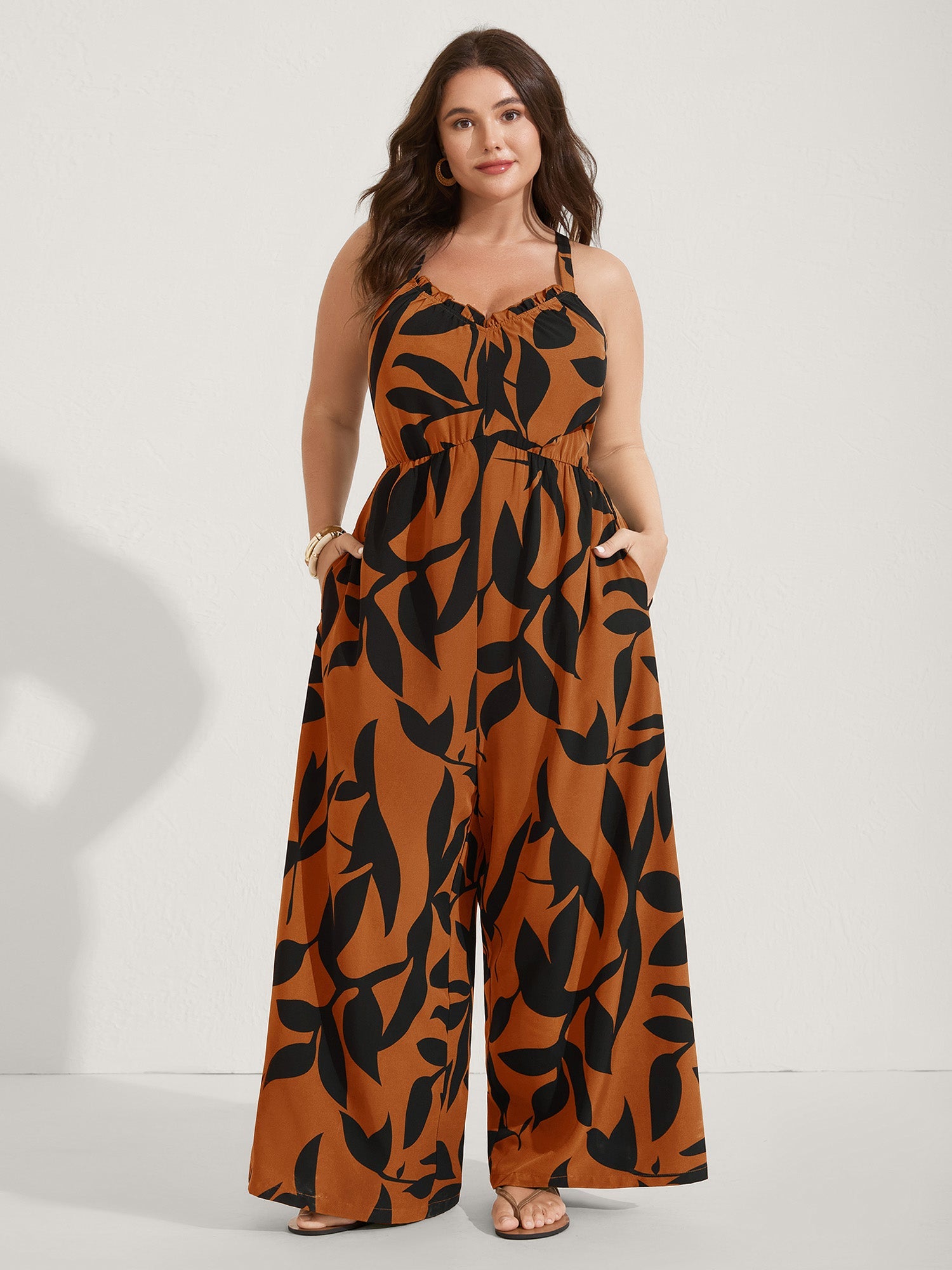 Silhouette Floral Print Sweetheart Jumpsuit