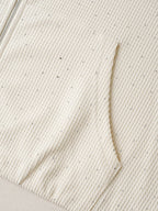 Textured Rhinestone Hooded O Ring Zipper Sweatshirt