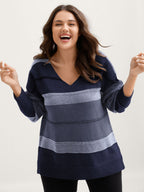 Striped Print Color Contrast Pullover