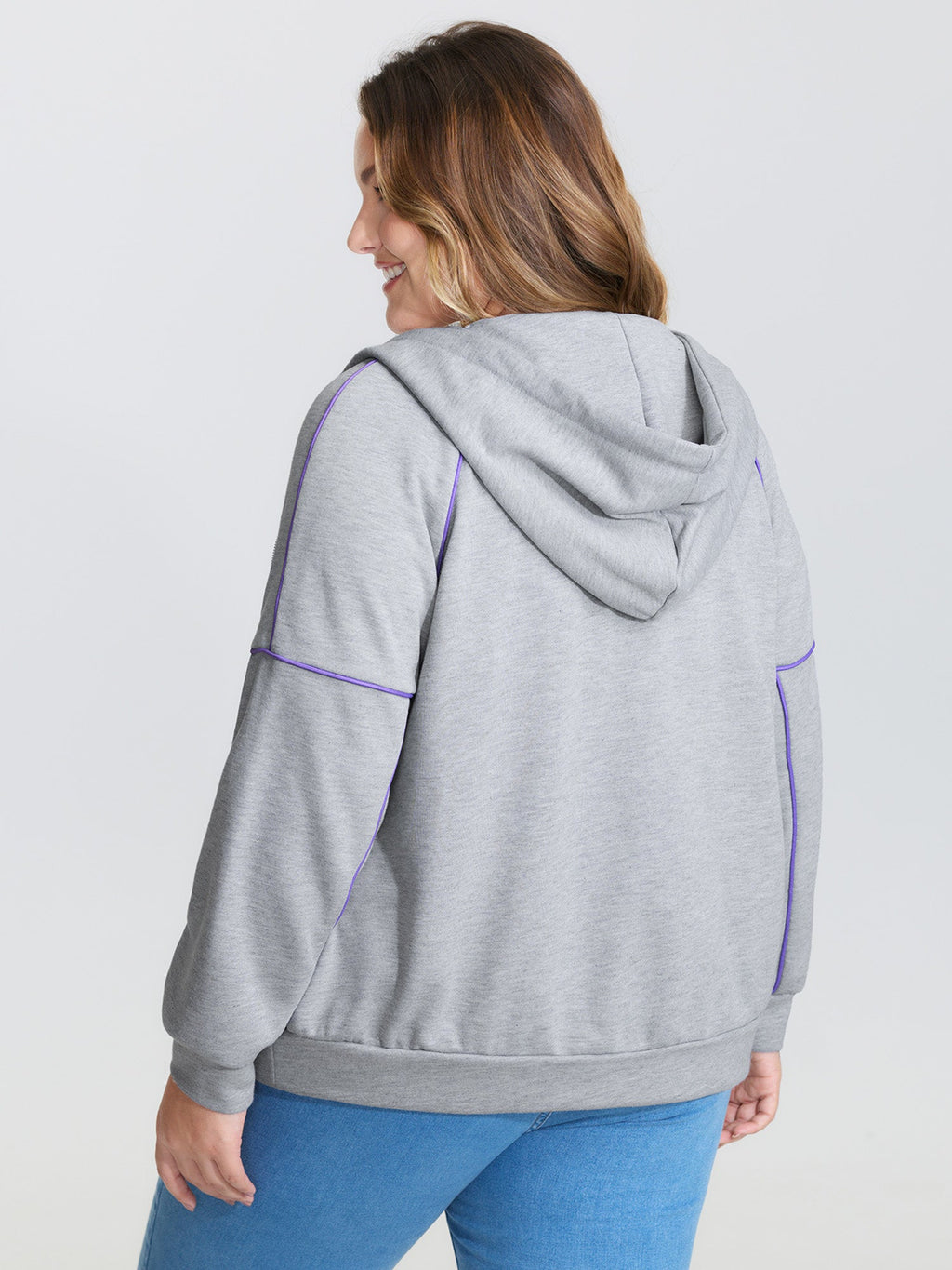 Color Contrast Drop Shoulder Hooded Jacket