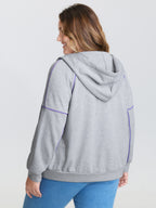 Color Contrast Drop Shoulder Hooded Jacket