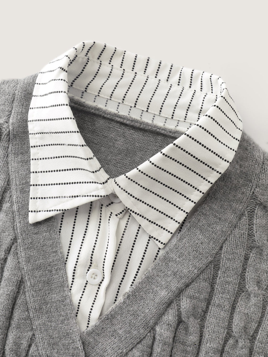 Layered Cable Stitch Ribbed Pullover