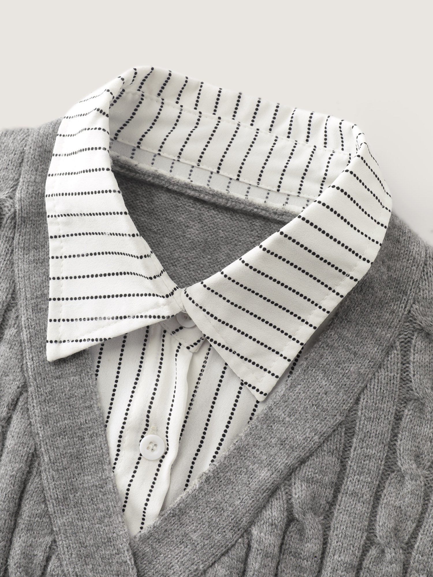 Layered Cable Stitch Ribbed Pullover