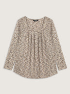 Textured Knit Pleated Neckline Top